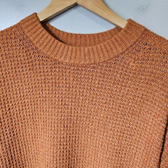 EUC AMERICAN EAGLE OUTFITTERS CAMEL WAFFLE KNIT CREW NECK PULLOVER SWEATER XS - Picture 5 of 13